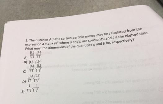 Solved [L] [L] 3. The distance d that a certain particle | Chegg.com