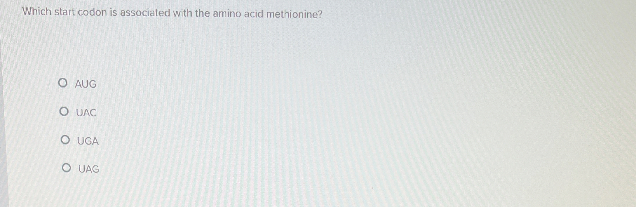 Solved Which start codon is associated with the amino acid