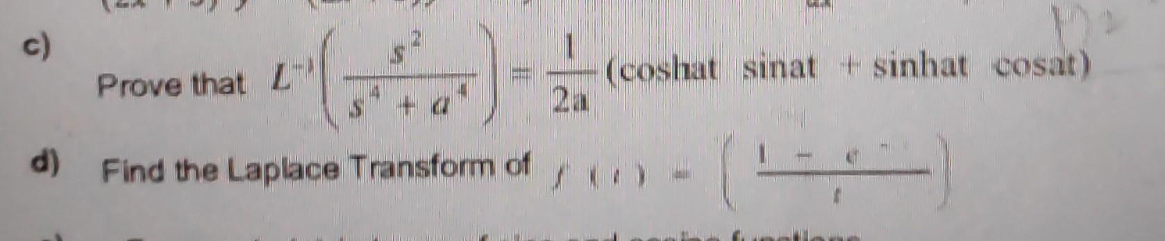 laplace transform of sinhat cosat
