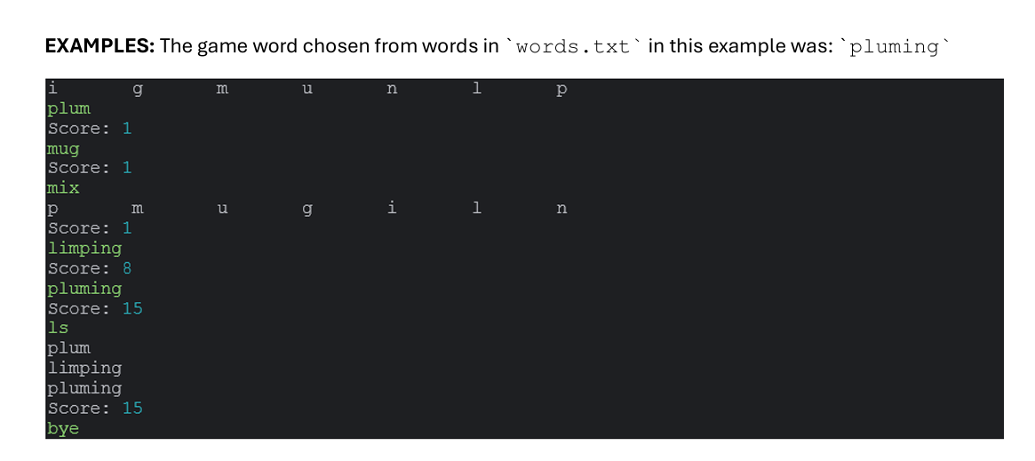 Solved Word Game PURPOSE: In java code Demonstrate file | Chegg.com