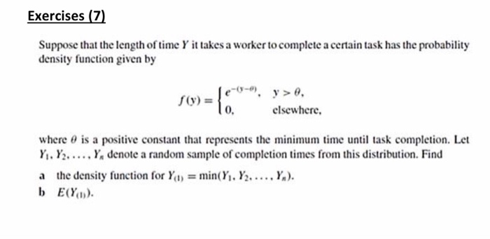 Solved Exercises (7) Suppose that the length of time Y it | Chegg.com