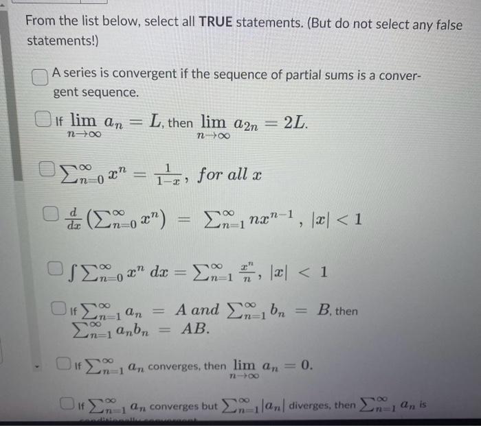 From the list below, select all TRUE statements. (But | Chegg.com