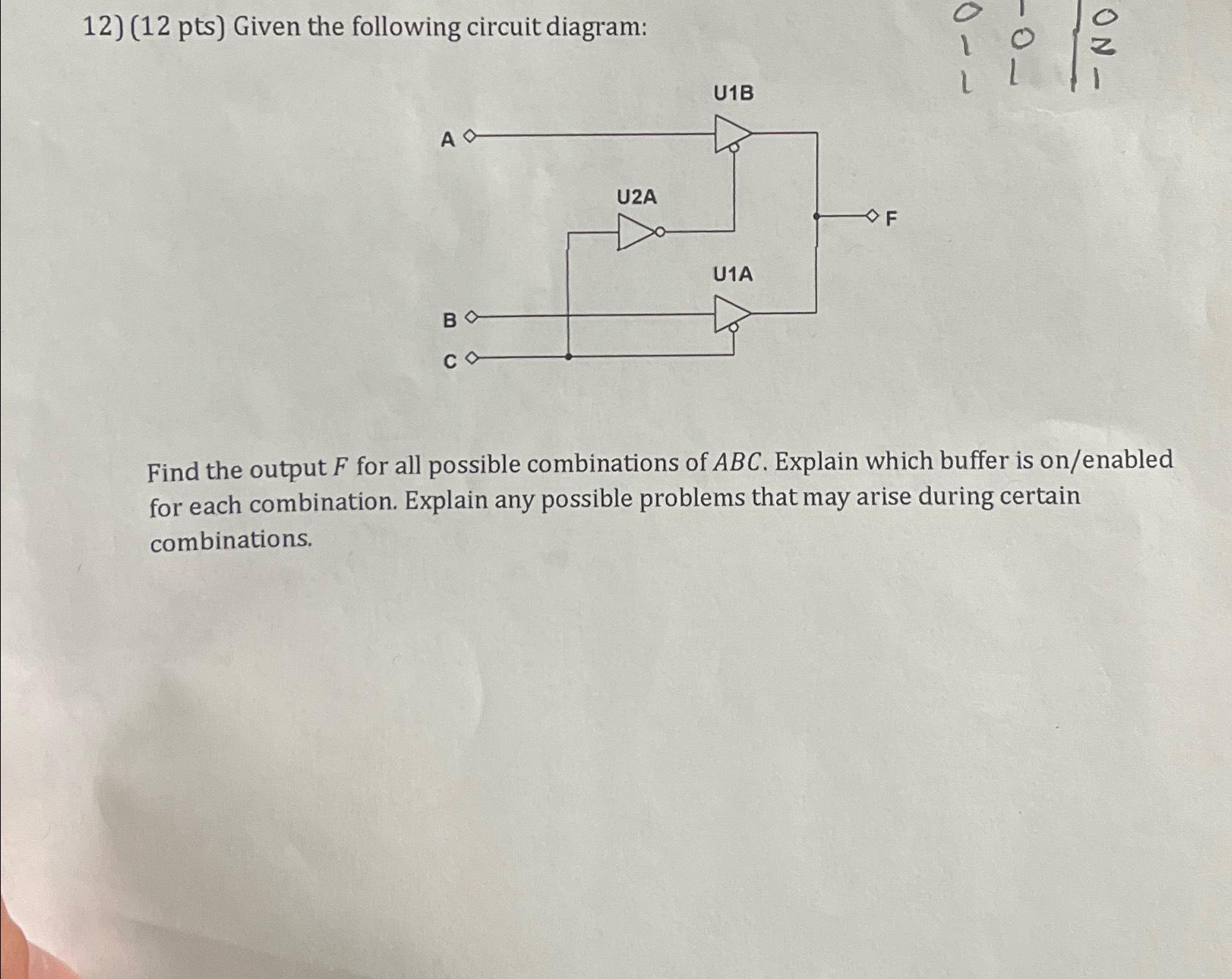 Solved (12 ﻿pts) ﻿Given The Following Circuit Diagram:Find | Chegg.com