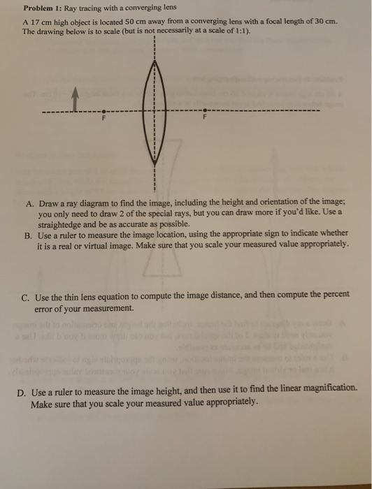 Problem 1 Ray Tracing With A Converging Lens A 17 Cm Chegg 