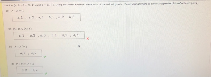 Solved Let A - (a,b), B - (1,2), And C - (2, 3). Using Set | Chegg.com