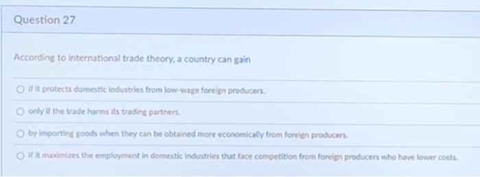 Solved According to international trade theory, a country | Chegg.com