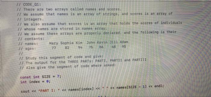 Solved CODE 01: There are two arrays called names and | Chegg.com