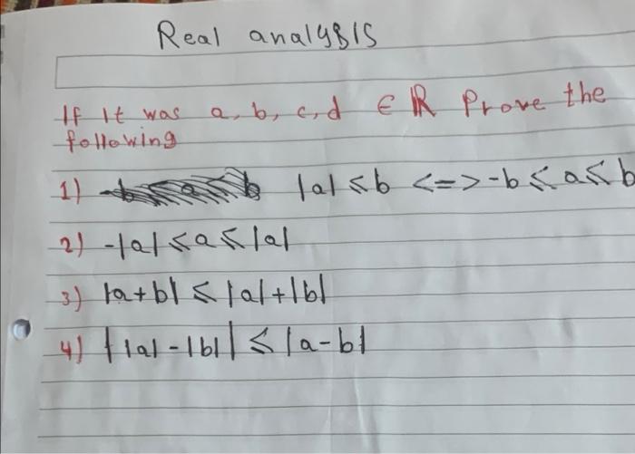 Solved Real analysis If It was ab end ER Prove the following | Chegg.com