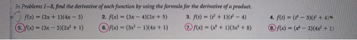 Solved Exercises 5-8, find the derivative of each function | Chegg.com