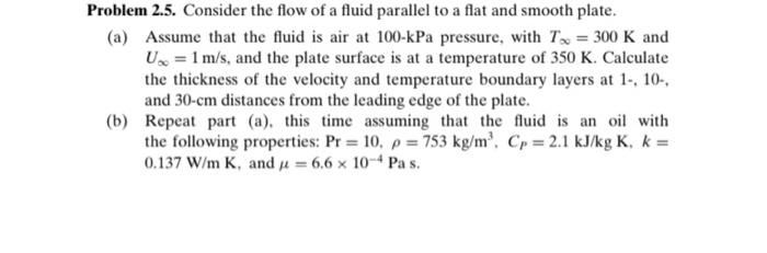 Solved Problem 2.5. Consider the flow of a fluid parallel to | Chegg.com