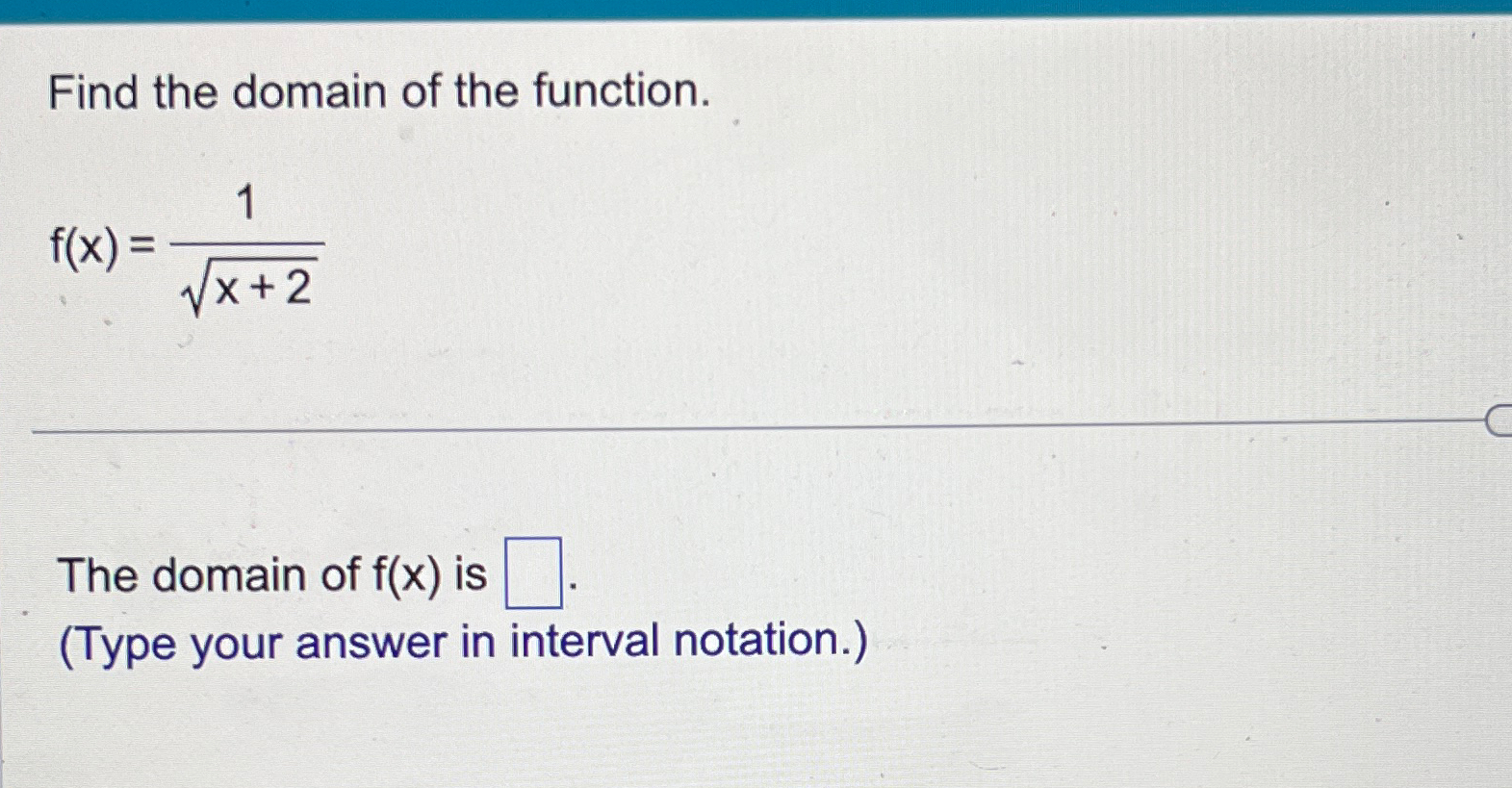 Solved Find the domain of the function.f(x)=1x+22The domain | Chegg.com