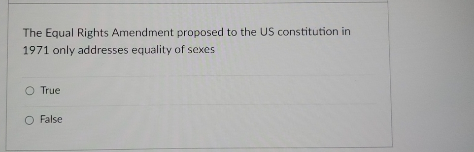 Solved The Equal Rights Amendment proposed to the US | Chegg.com