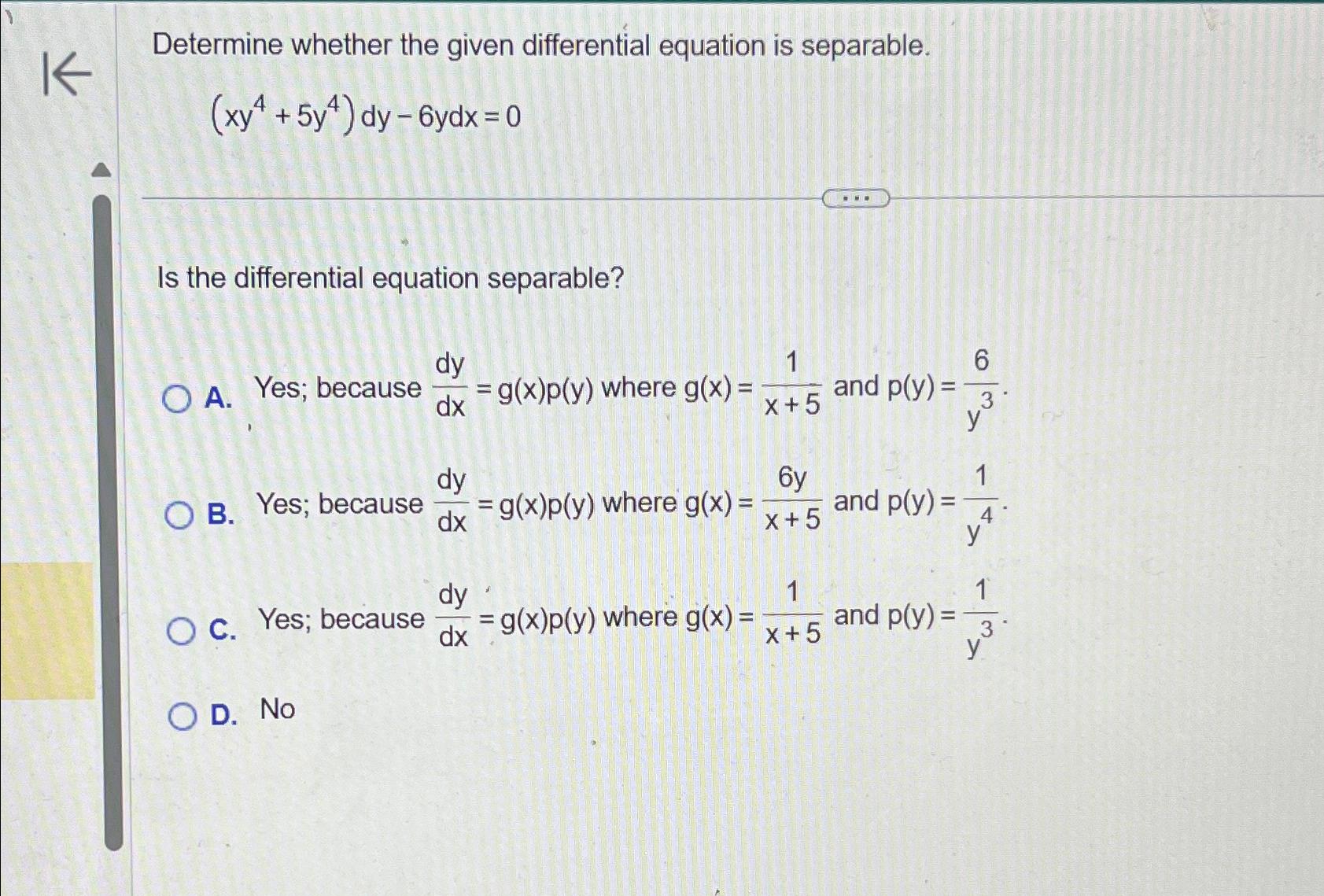 Solved Determine Whether The Given Differential Equation Is | Chegg.com