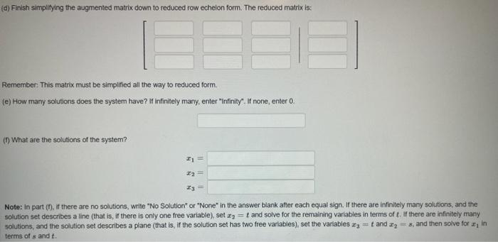 Solved point) Solve the following system using augmented | Chegg.com