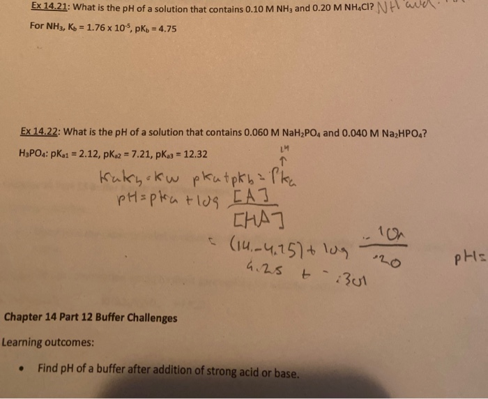Solved Ex 14.21: What is the pH of a solution that contains | Chegg.com