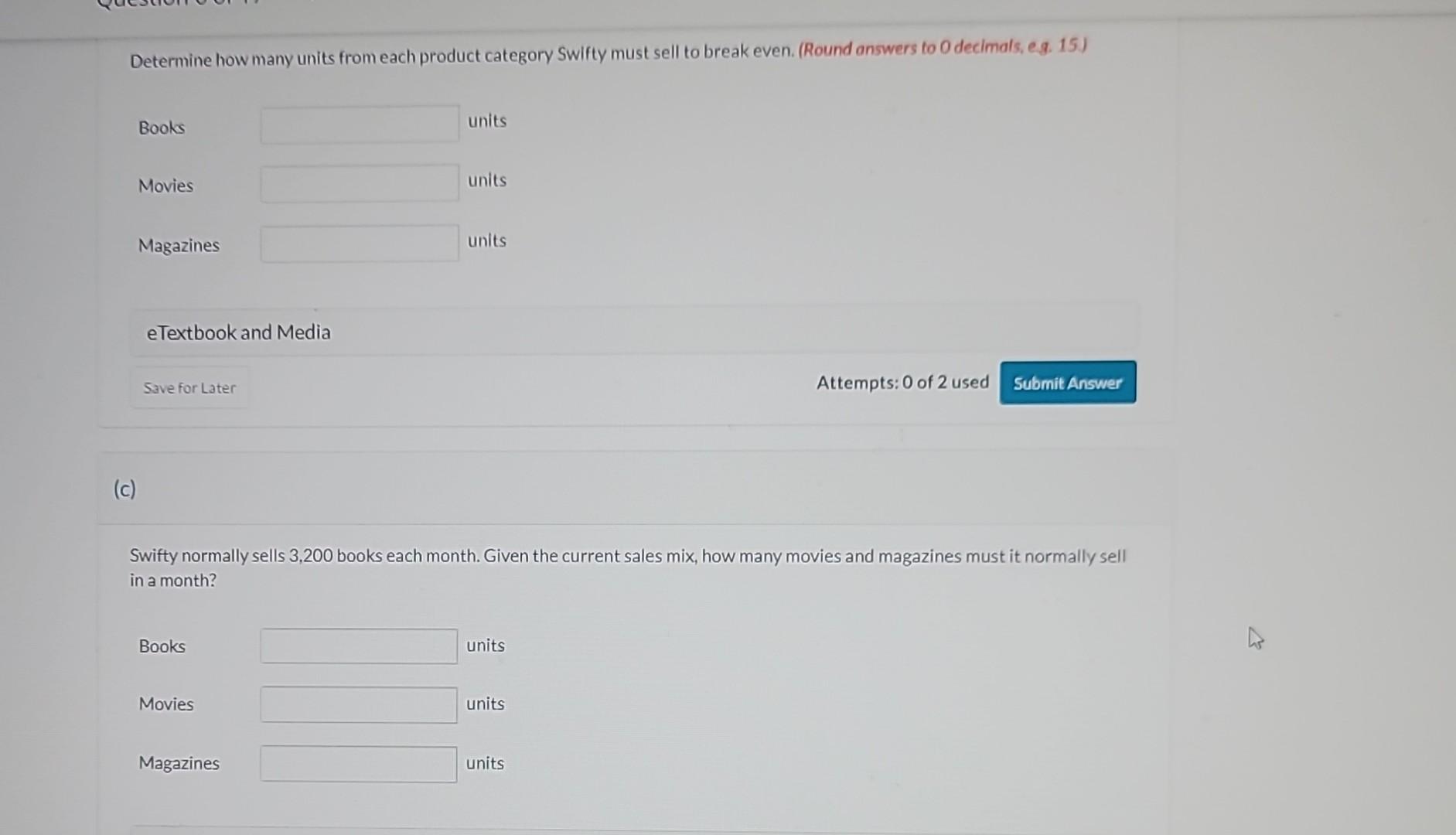 Solved Determine how many units from each product category