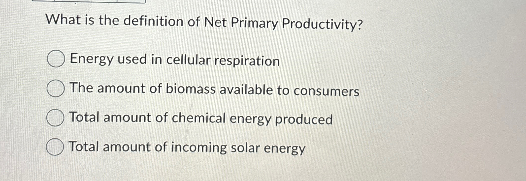 Solved What is the definition of Net Primary | Chegg.com