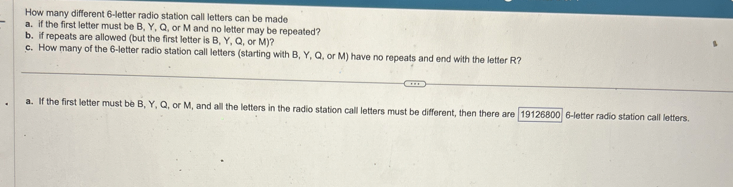 Solved How many different 6letter radio station call