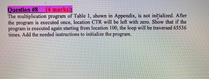 Question #8 (4 marks): The multiplication program of | Chegg.com