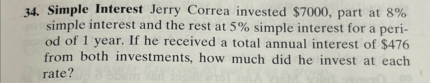 Solved Simple Interest Jerry Correa invested $7000, ﻿part at | Chegg.com