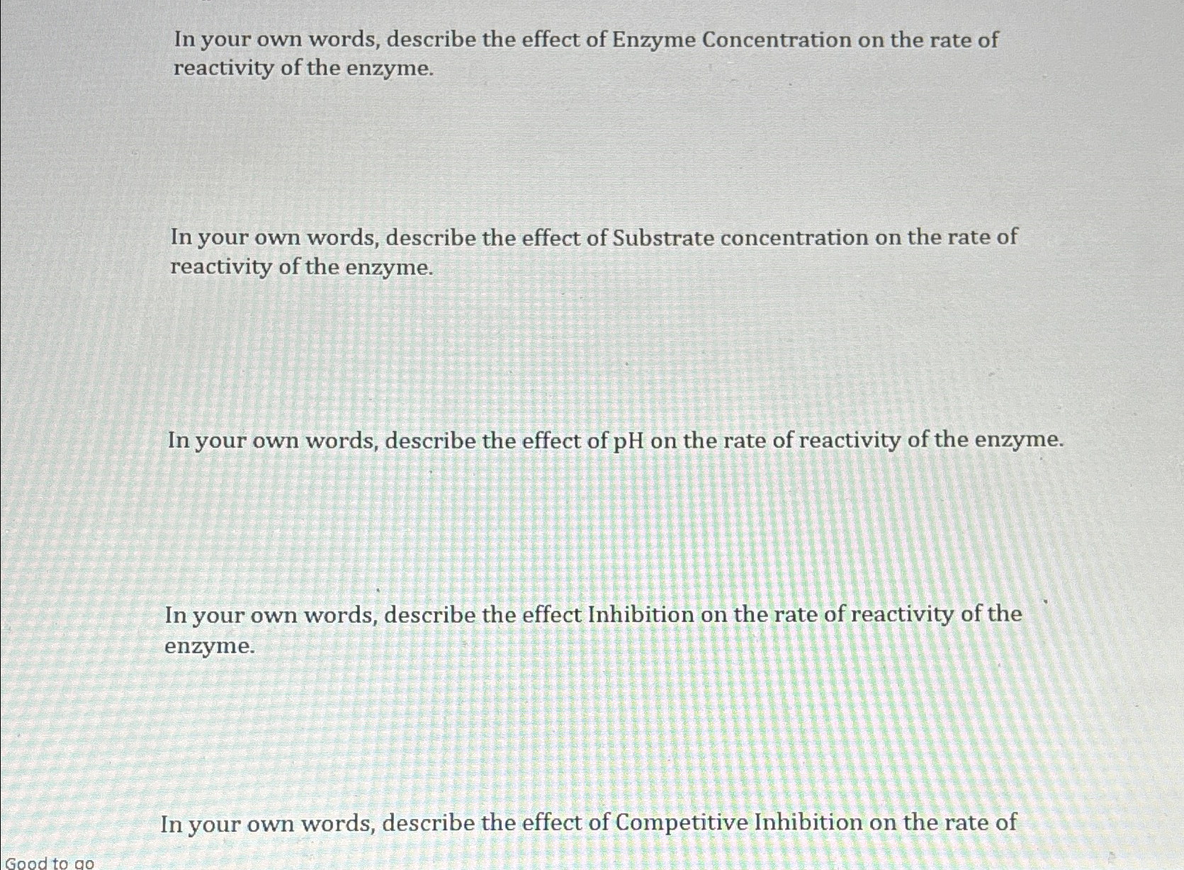 Solved In your own words, describe the effect of Enzyme | Chegg.com