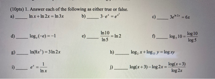 10pts 1 Answer Each Of The Following As Either Chegg Com 10pts 1 Answer Each Of The Following As Either Chegg Com