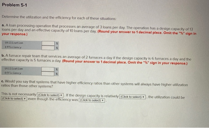 Solved Problem 5-1 Determine the utilization and the | Chegg.com