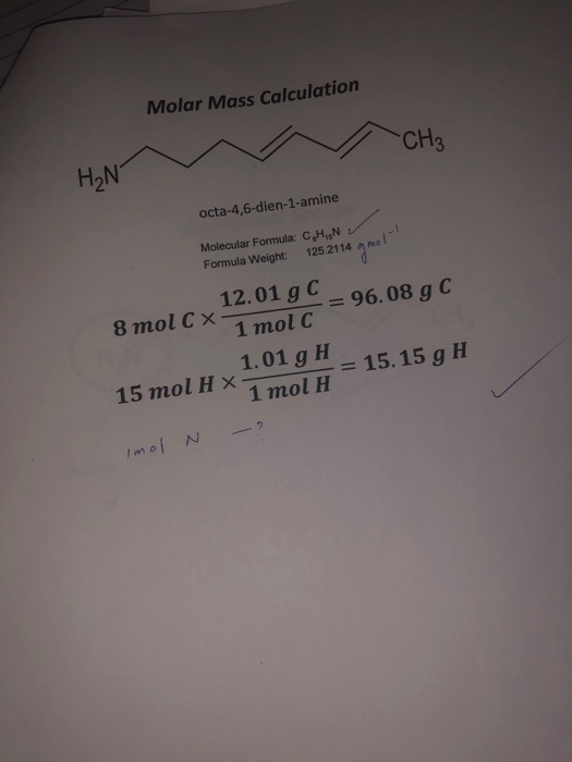 Solved Molar Mass Calculation V Ch3 Hon 3868