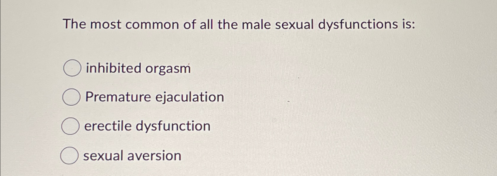 Solved The most common of all the male sexual dysfunctions Chegg