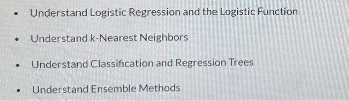 Solved - Understand Logistic Regression and the Logistic | Chegg.com