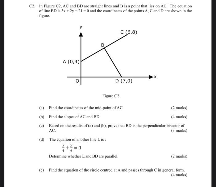 Solved C2. In Figure C2, AC and BD are straight lines and B | Chegg.com