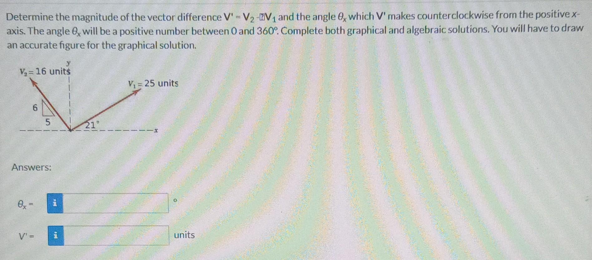 Solved Determine the magnitude of the vector difference V' | Chegg.com