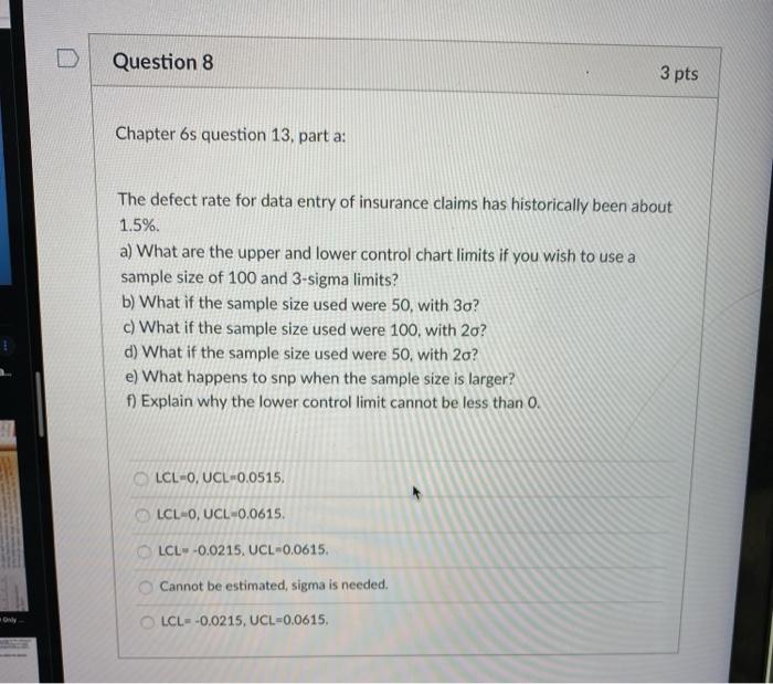 Solved Question 8 3 pts Chapter 6s question 13, part a: The | Chegg.com