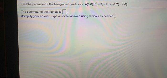 find the perimeter of triangle abc with vertices a 0 4