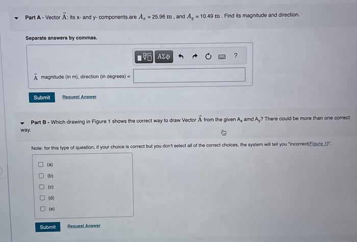 Solved Figure 1 of 3Part A - Vector A : its x- and y - | Chegg.com
