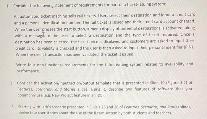 Solved 1 Consider The Following Statement Of Requirements