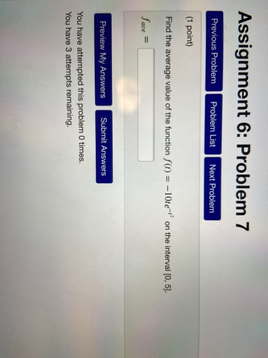Solved Assignment 6: Problem 7 Previous Problem Problem List | Chegg.com