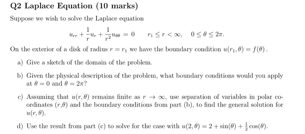 Solved Q2 ﻿Laplace Equation (10 ﻿marks)Suppose we wish to | Chegg.com