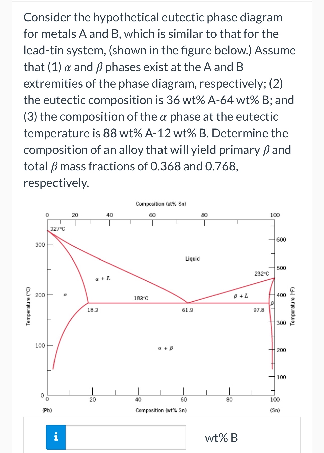Solved by an EXPERT Consider the hypothetical eutectic phase diagram ...
