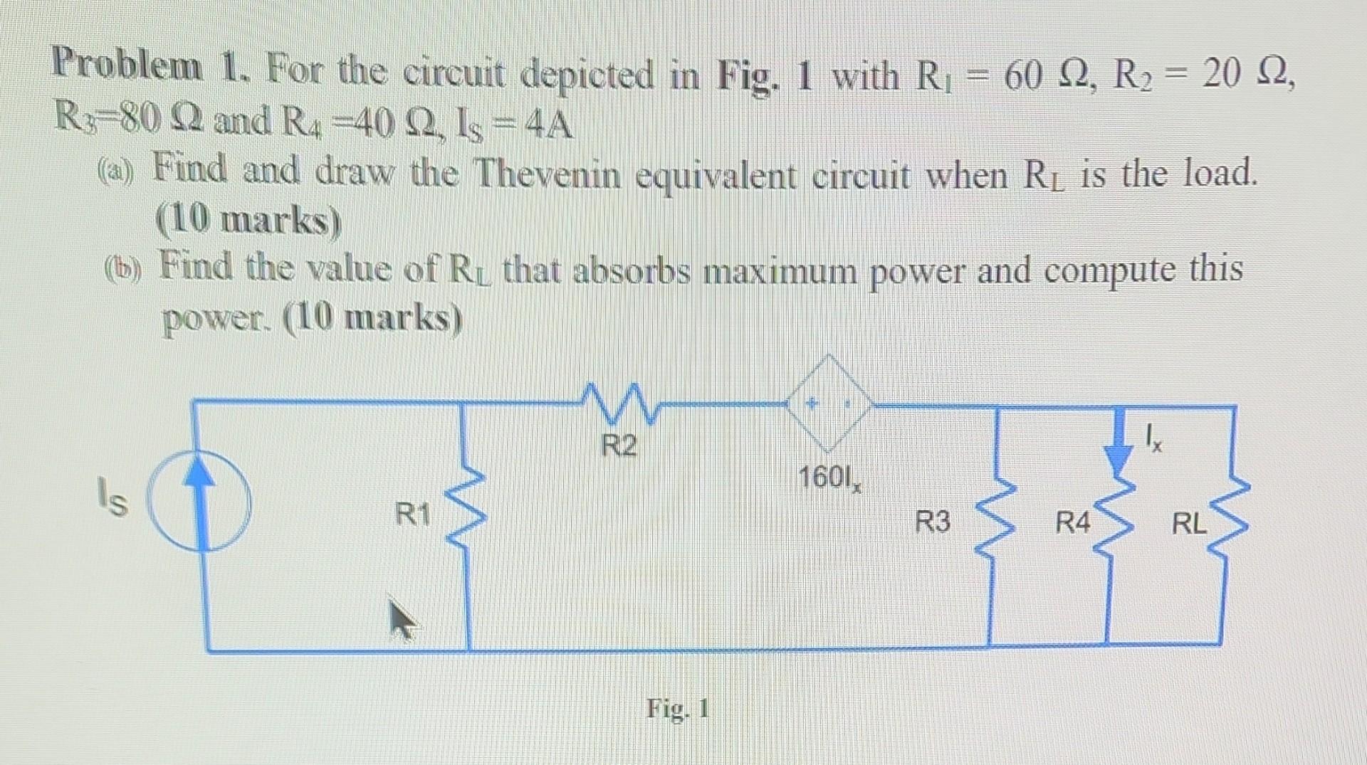 Solved Problem 1. For the circuit depicted in Fig. 1 with | Chegg.com