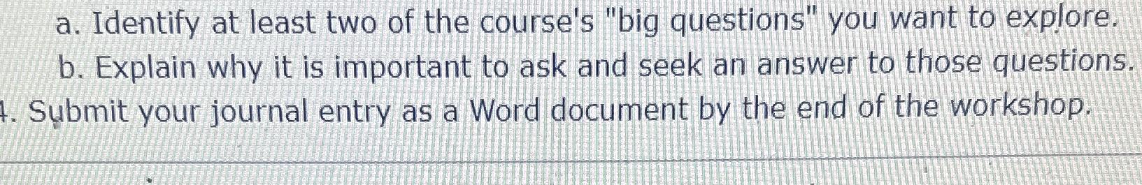 Solved a. ﻿Identify at least two of the course's 
