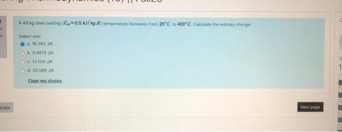 Solved 3 A 40 Kg Steel Casting (cp=0.5 KJ/kg.K) Temperature | Chegg.com