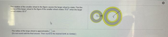 Solved The rotation of the smaller wheel in the figure | Chegg.com