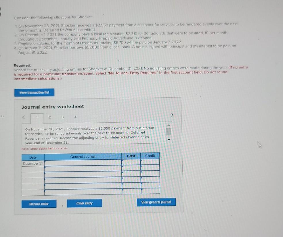 Solved Consider The Following Situations For Shocker 1. On | Chegg.com