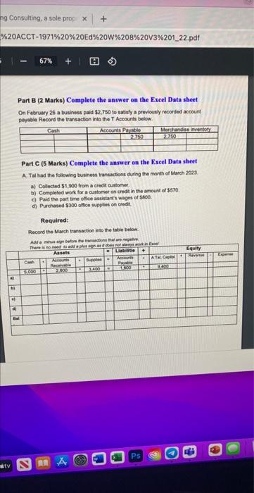 Solved Part B (2 Marks) Complete the answer on the Excel | Chegg.com