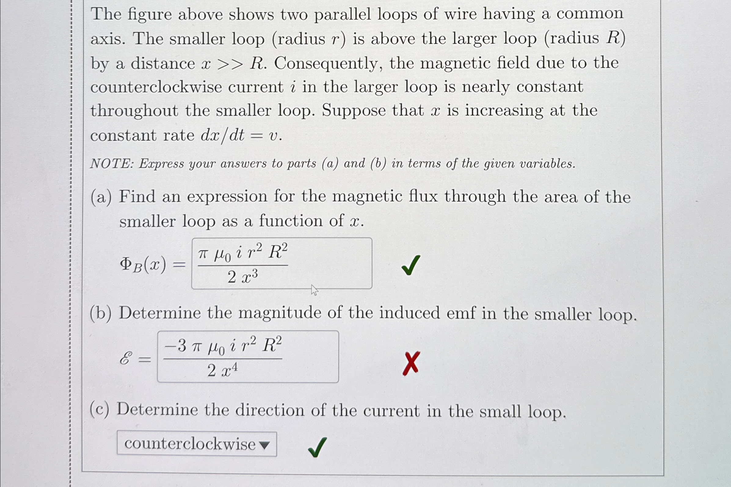 Solved The figure above shows two parallel loops of wire | Chegg.com