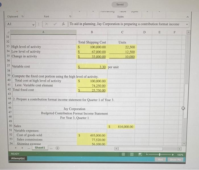 Solved 1. Analyze a mixed cost using a scattergraph plot and