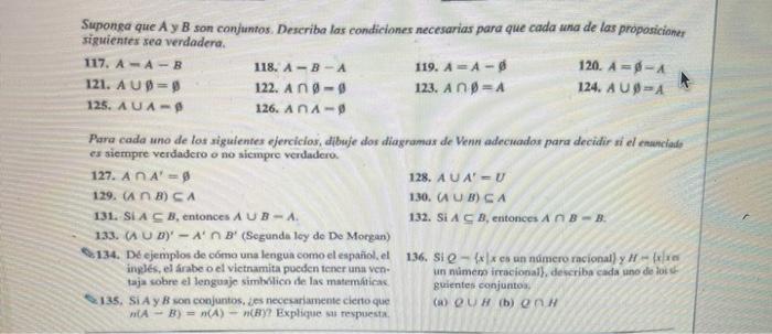 Solved Suponga Que A Y B Son Conjumtos. Describa Las | Chegg.com