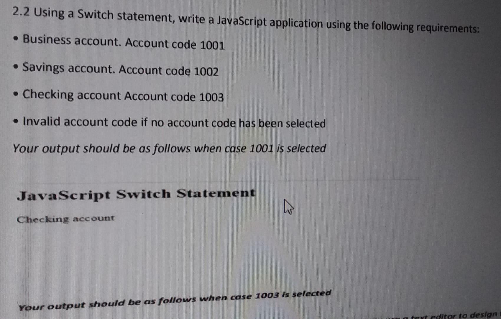 Solved 2.2 Using a Switch statement, write a JavaScript | Chegg.com