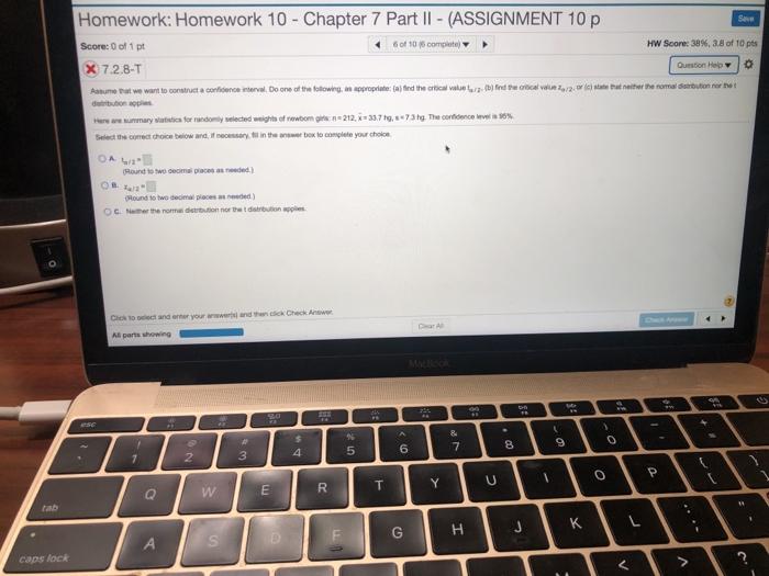 Solved Homework: Homework 10 - Chapter 7 Part II - | Chegg.com